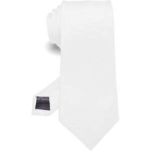 Men's White Solid Pure Color Imported Silk Blend Formal Neck Ties